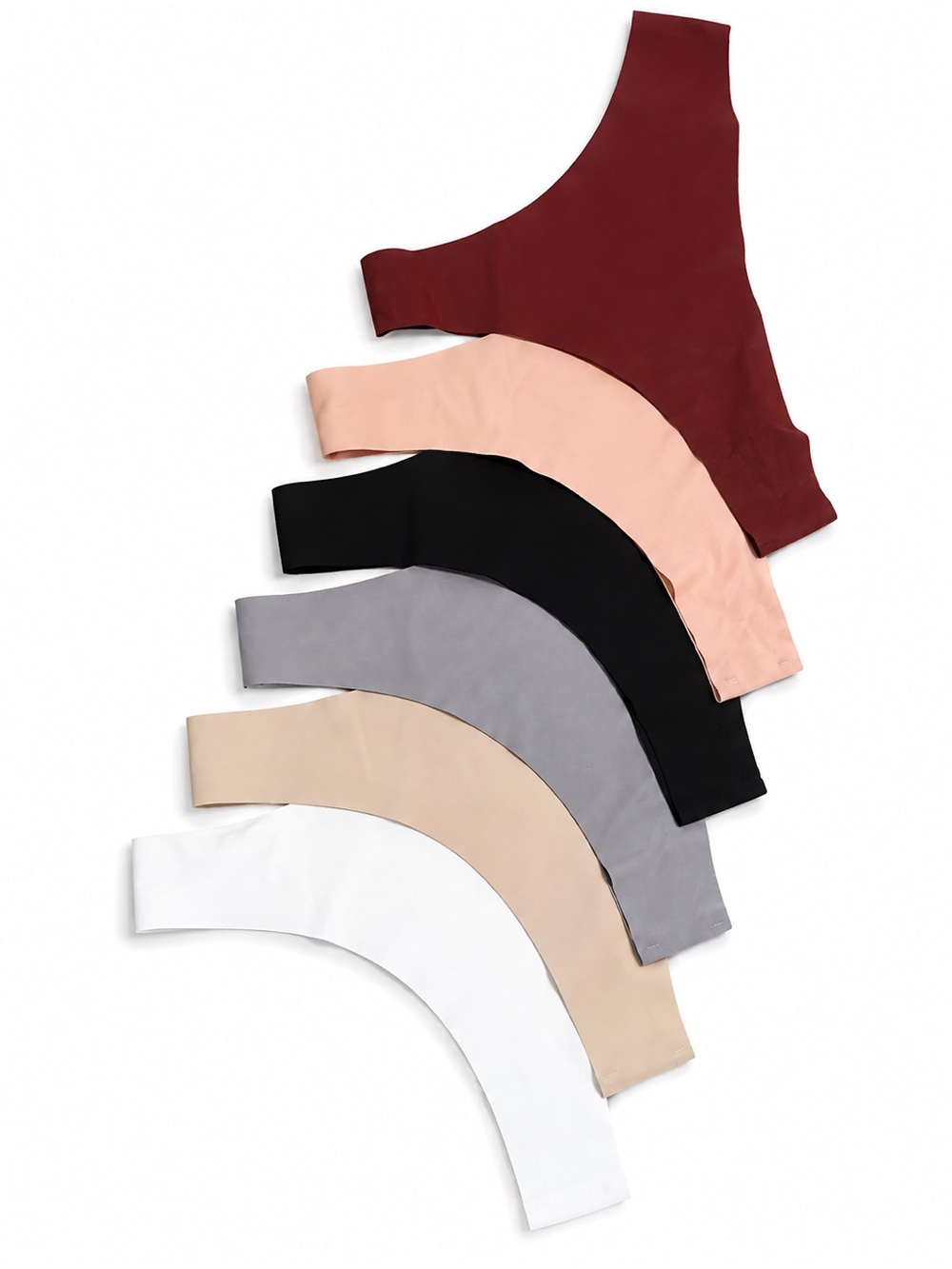 Women’s Seamless Thongs 6 Pack - White, Cream, Gray, Black, Pink, Burgundy
